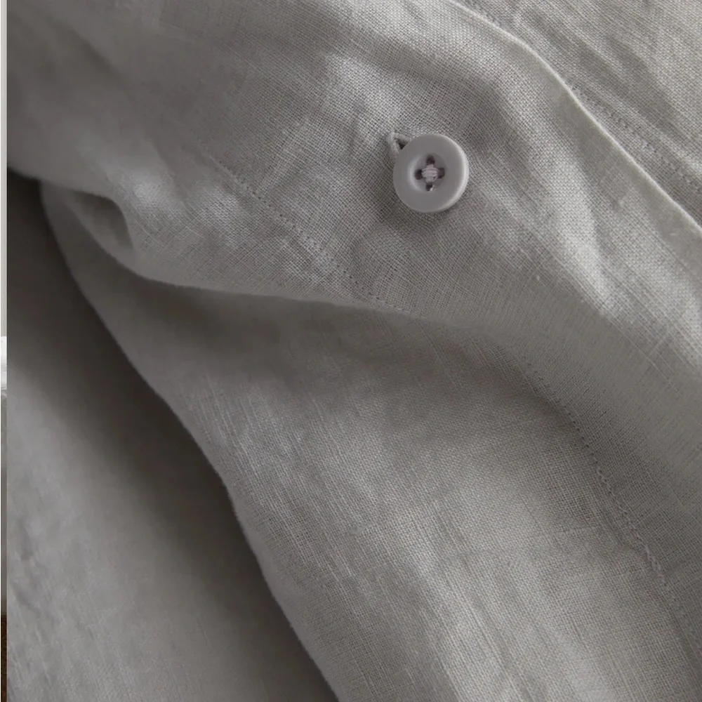 Quince Light Gray Linen Duvet Cover Set